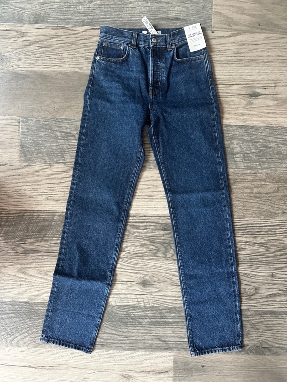 Madewell NWT the tall longline Straight-Leg Jeans button fly women's size 23T - Picture 4 of 15